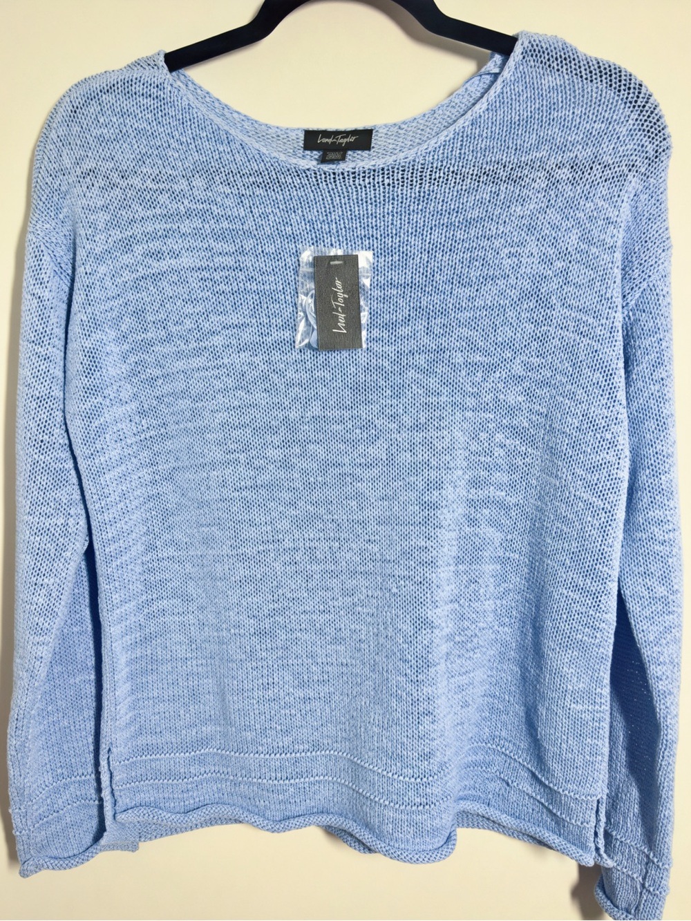 Lord & Taylor Light Blue Crew Neck Knit Sweater